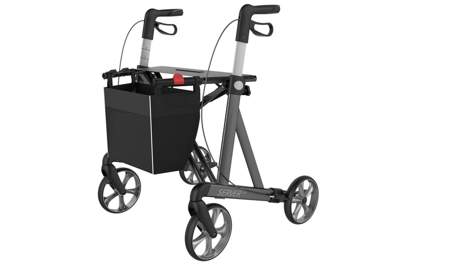Rehasense Server 4 Wheel Rollator Walker - Medium, Sober Grey