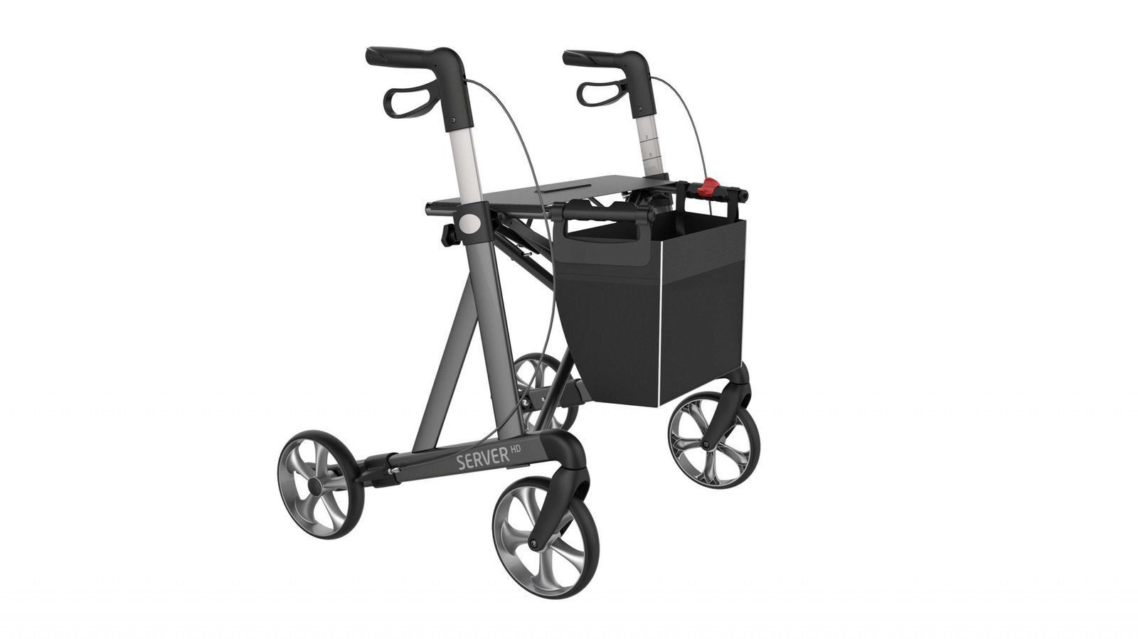 Server HD Lightweight 4 wheel Rollator Walker - Large, Sober Grey