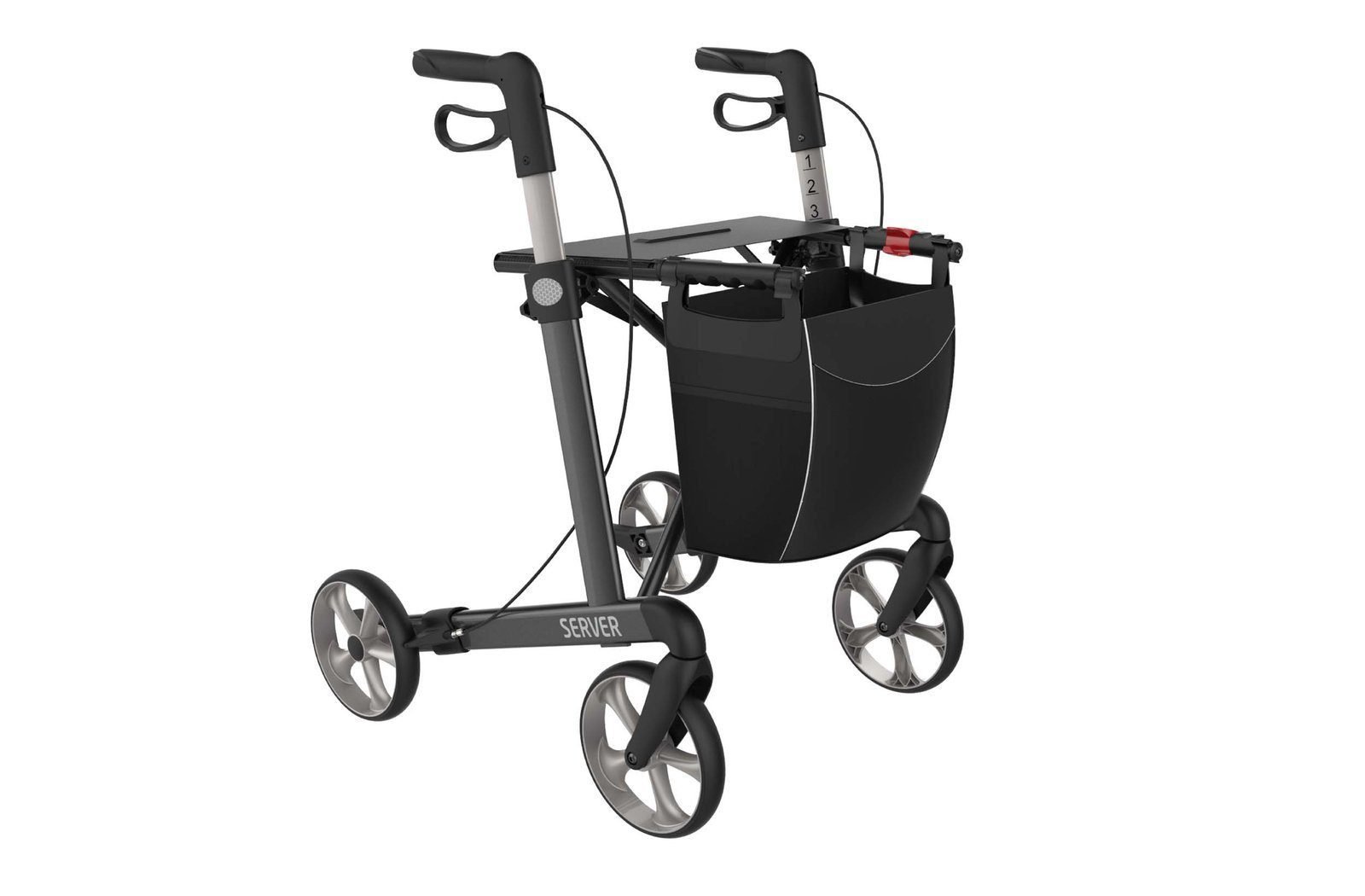 Server W Lightweight 4 wheel Rollator Walker - Sober Grey