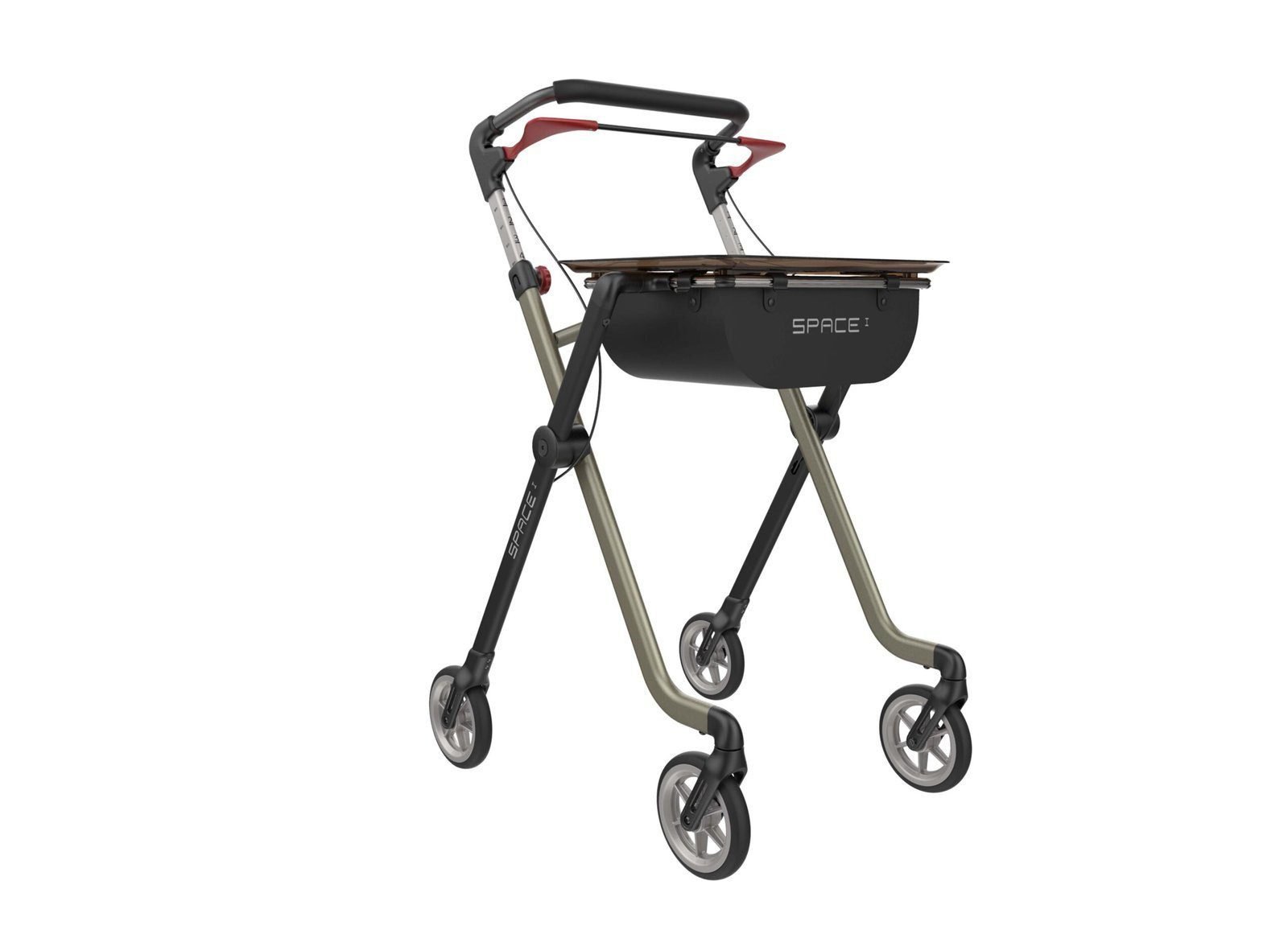 Space I Lightweight 4 wheel Rollator Walker - Champagne/Black
