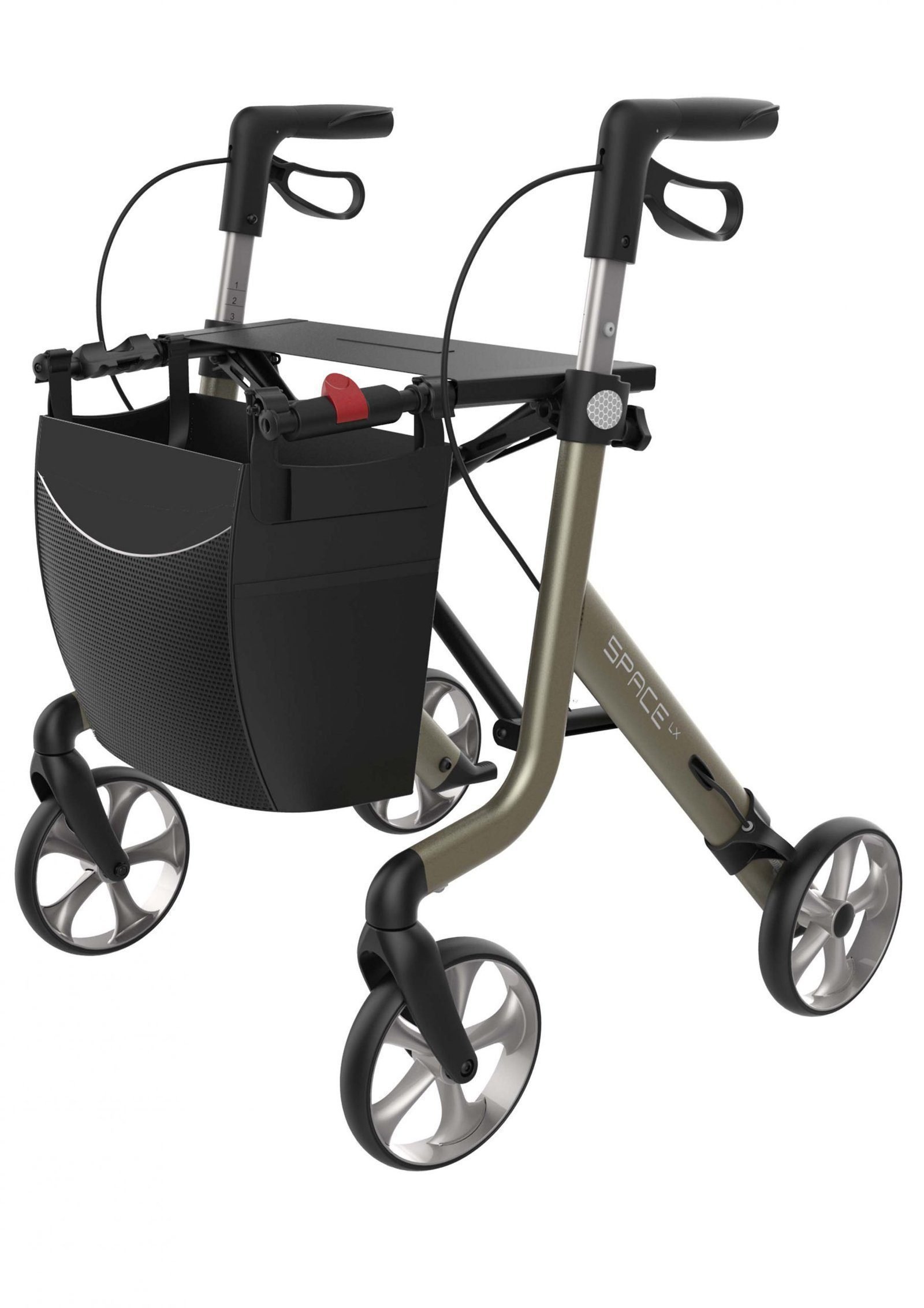 Rehasense Space LX Rollator 4 Wheel Walker - Large, Champagne