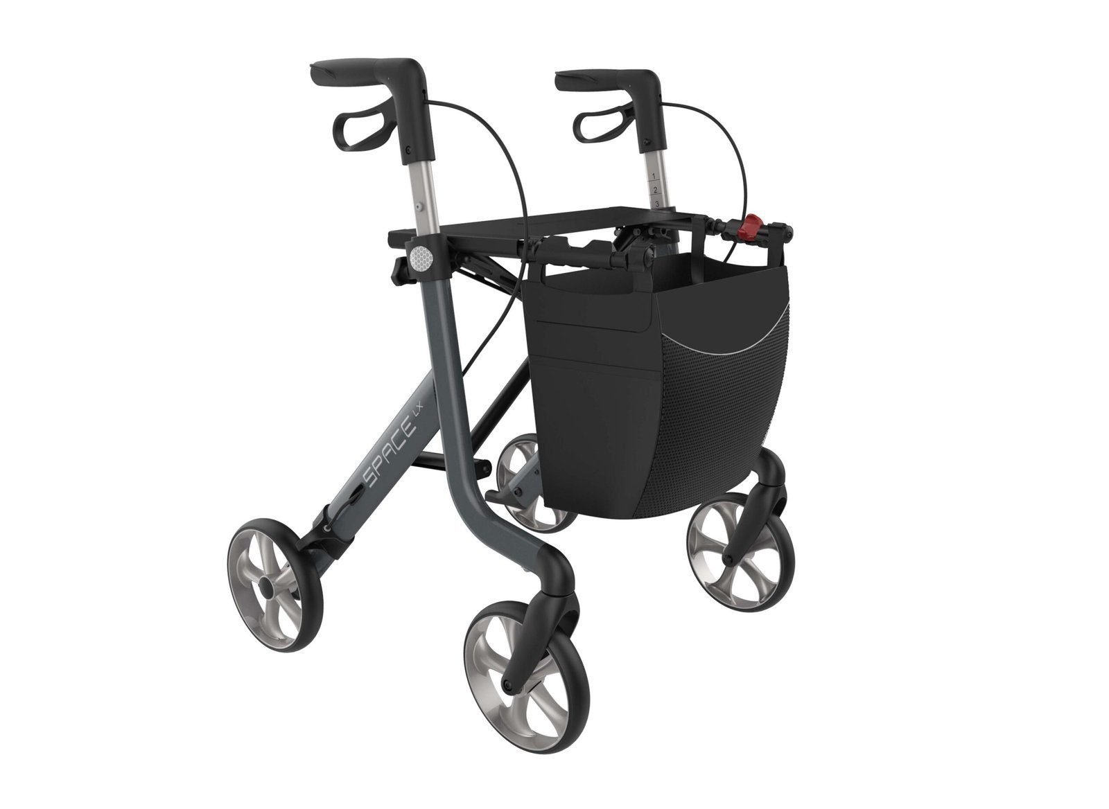 Rehasense Space LX Rollator 4 Wheel Walker - Large, Sober Grey