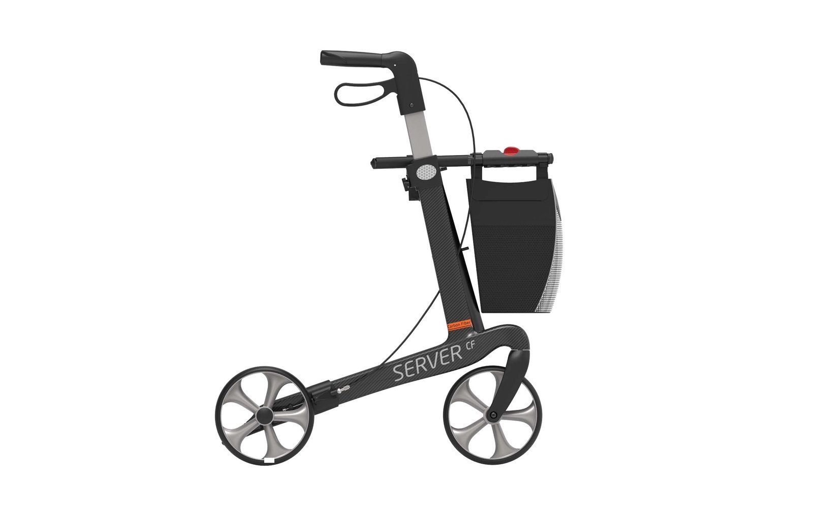 Server CF Lightweight 4 wheel Rollator Walker - Medium, Carbon Black