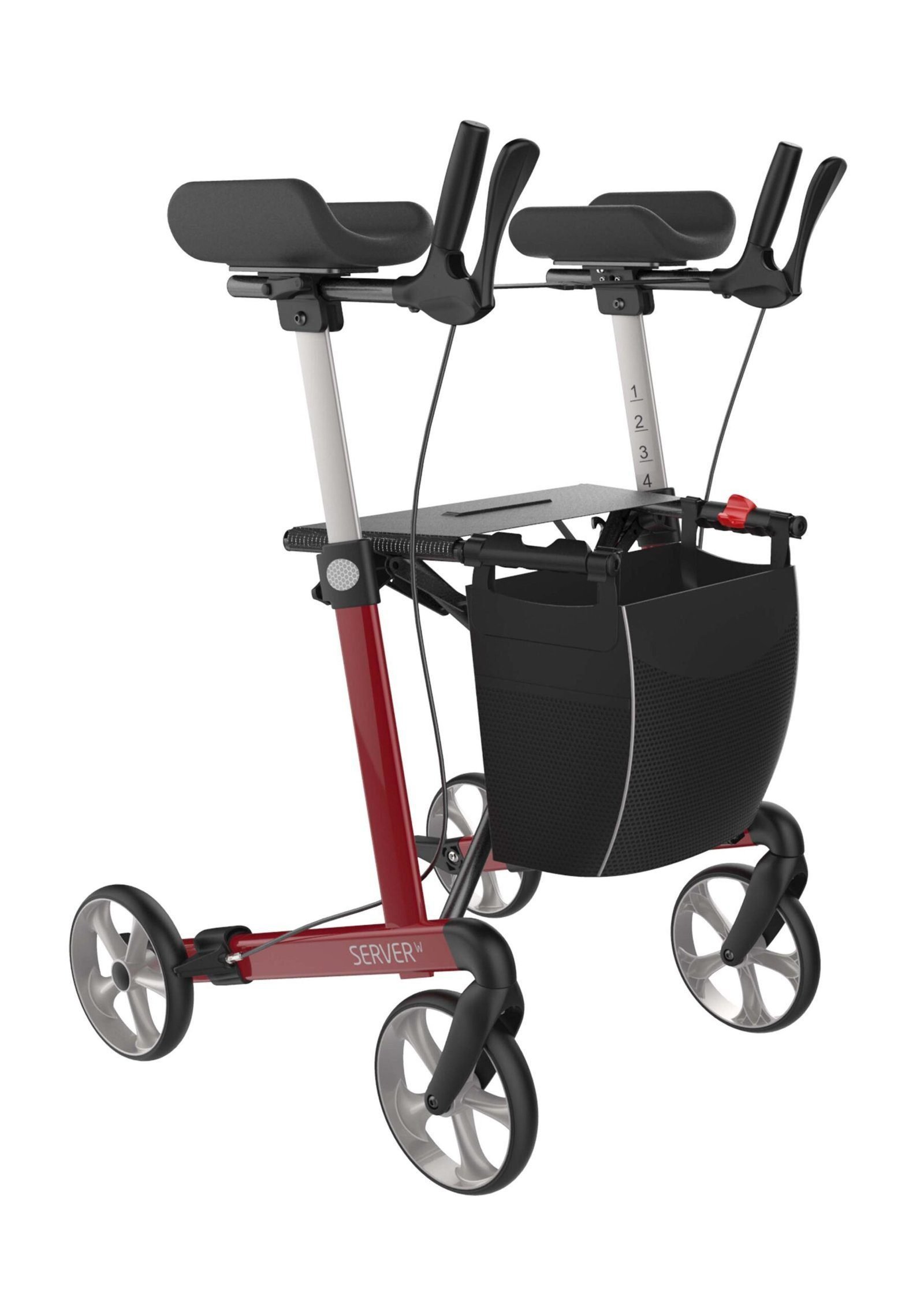 Rehasense Server 4 Wheel Rollator Walker - Medium, Wine Red
