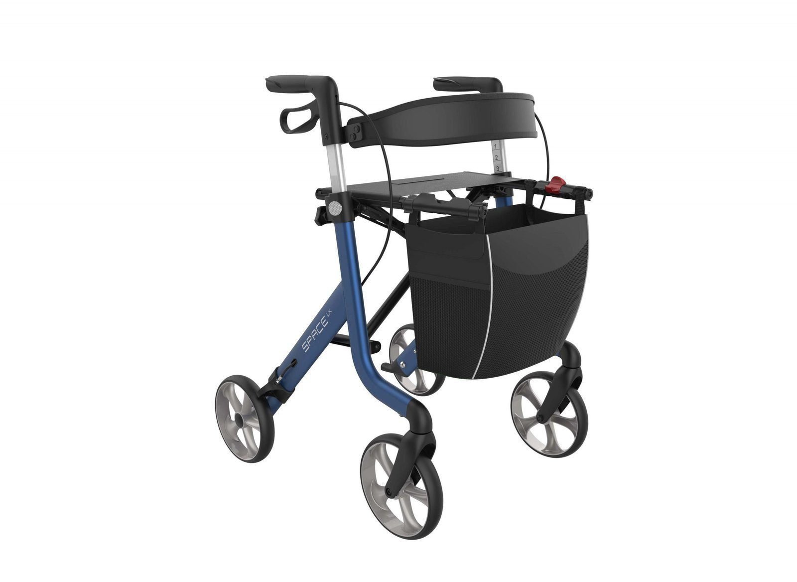 Rehasense Space LX Rollator 4 Wheel Walker - Large, Electric Blue
