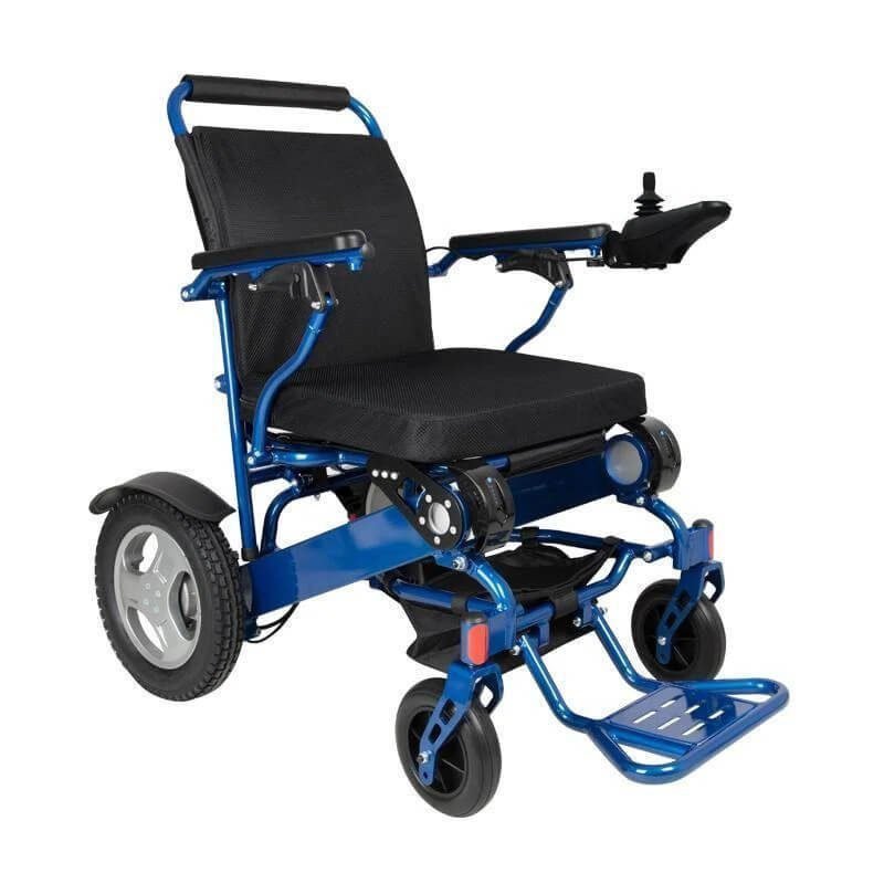 DC09 Lightweight Folding Electric Wheelchair - Blue, 20"