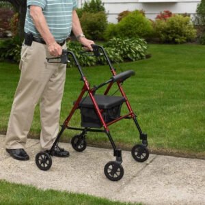 Drive Adjustable Seat Height Rollator - Red